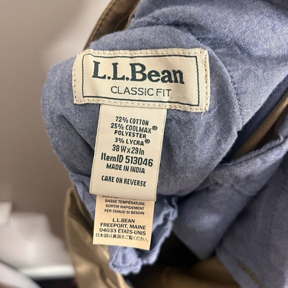 LL Bean Men’s Classic Fit 38x29 Khaki Chino Pants - Picture 5 of 5
